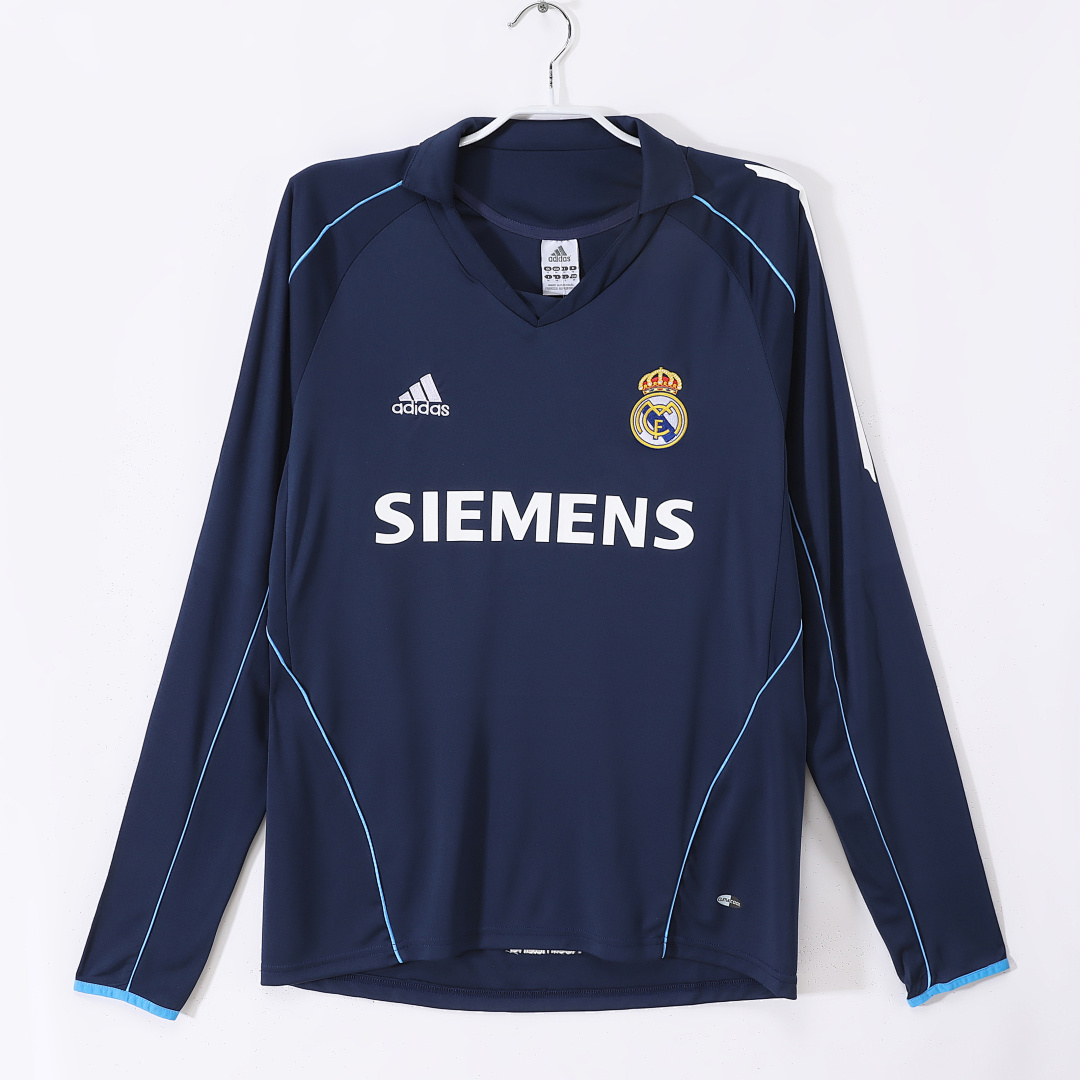 Camiseta Real Madrid Visitante Azul Real Manga Larga 2005/06
